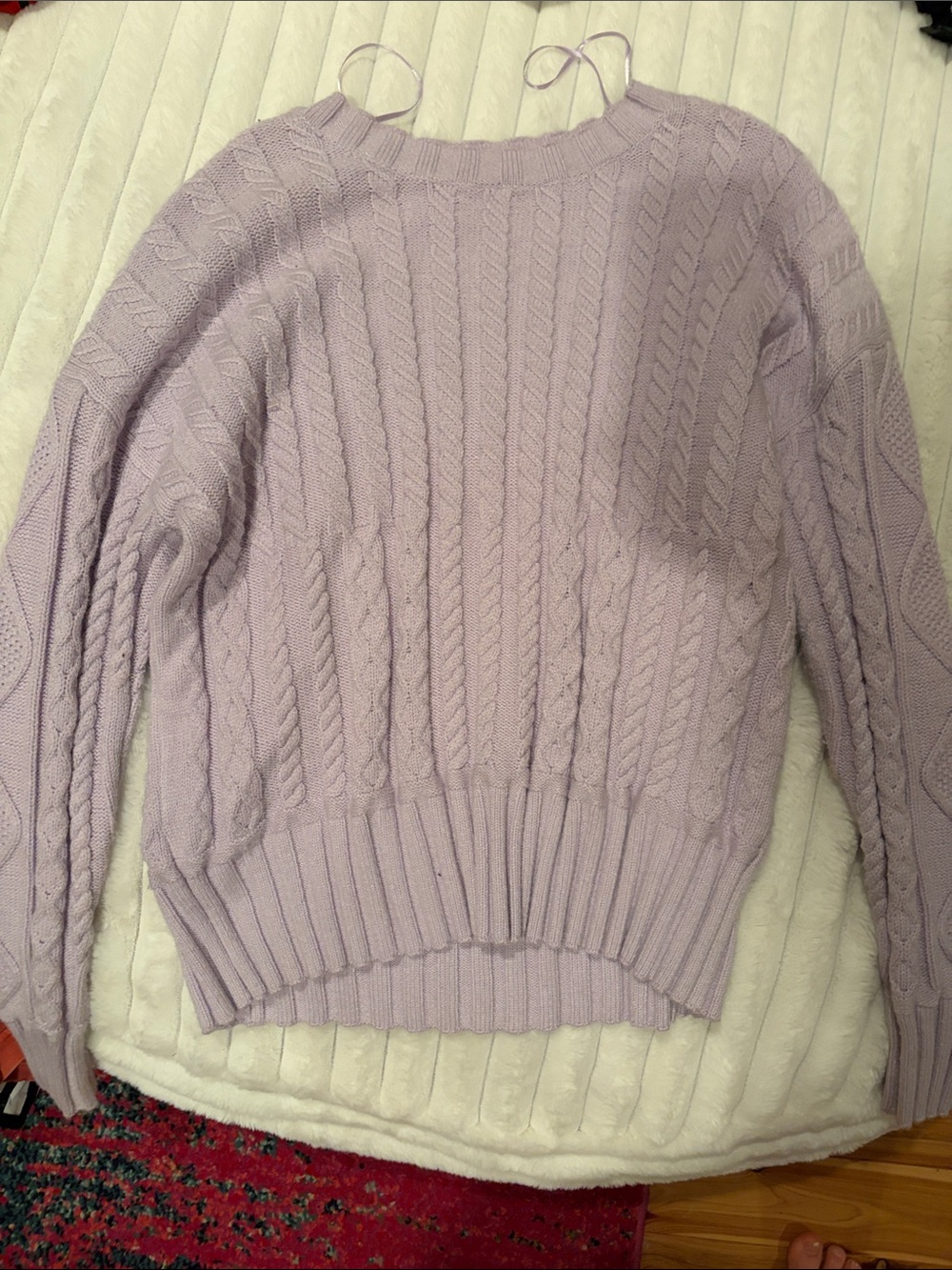 Cyrus Lilac Cable Knit Crewneck Sweater